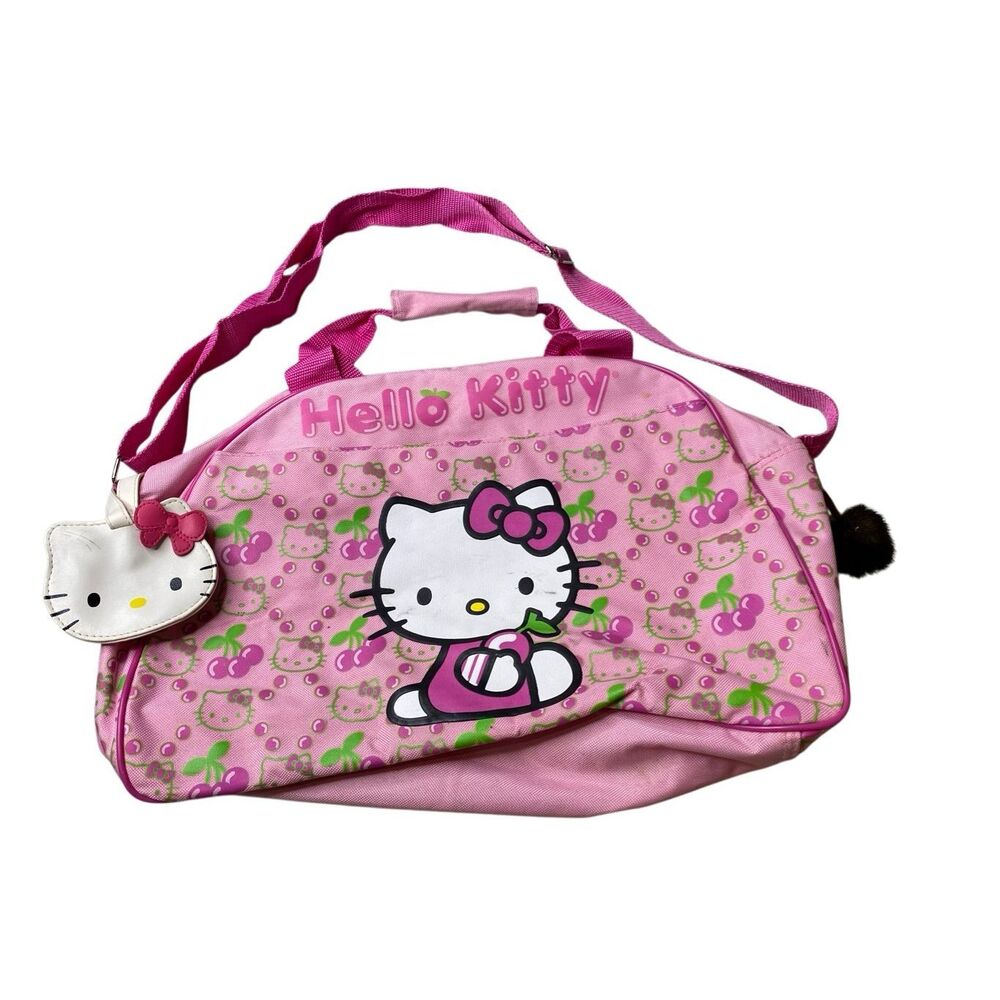 Sanrio Hello Kitty Pink Cherry Duffle Travel Overnight Shoulder Bag Kawaii Cute